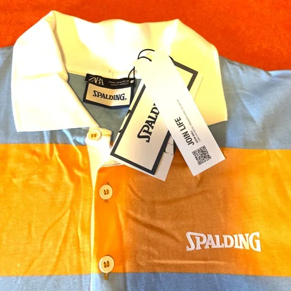 Zara Spalding stripe orange and blue long sleeves polo t-shirt dress NWT - Picture 4 of 8